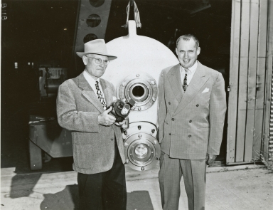 G. Allan Hancock and Dr. Maurice Nelles, with benthograph