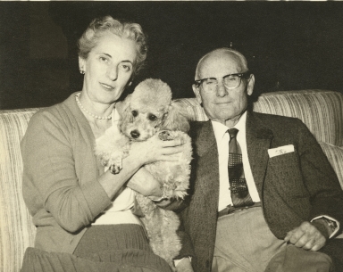 Allan Hancock and Marian Mullin Hancock, with dog