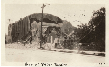 Santa Barbara 1925 Earthquake damage - Rear of Potter Theater