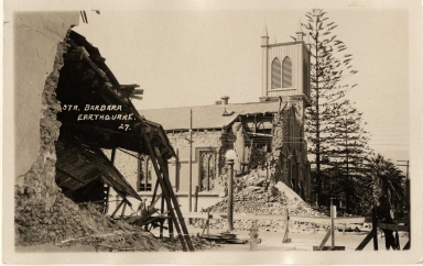 Santa Barbara 1925 Earthquake damage - Catholic Church