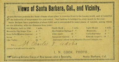 I.N. Cook, Photographer's Advertisement