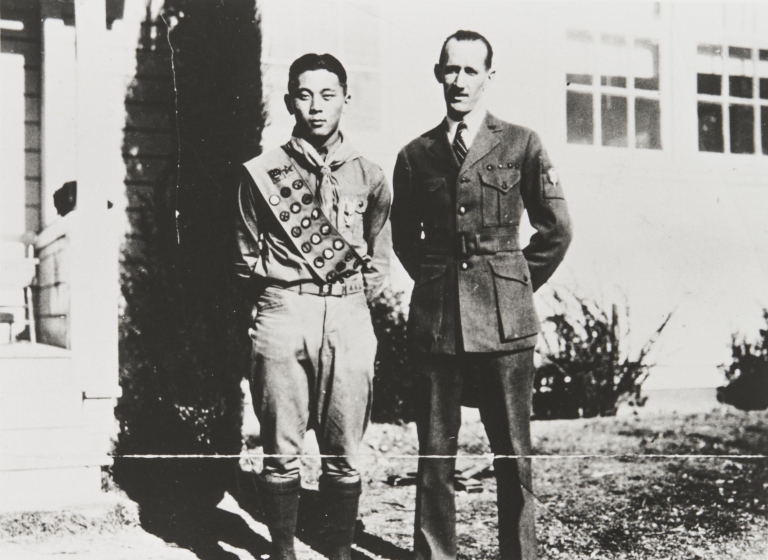 Paul Kurokawa, Eagle Scout with Scout Leader, Mr. Wilcox : 1931.