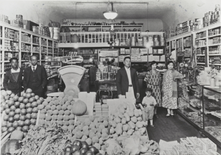 General Store, Guadalupe & 9th Avenue, Guadalupe : 1929 : Yoemon Masatani, Teruye Masatani, Harry Masatani and Annie Ohta.