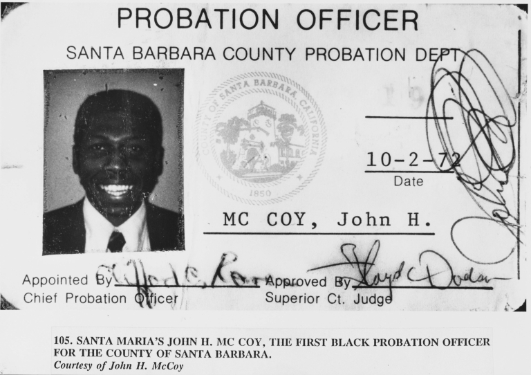 Santa Maria's John H. Mc Coy, the first black probation officer for the County of Santa Barbara.
