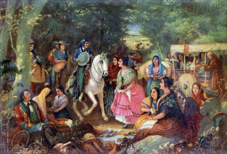 Alexander Harmer Painting - "Casual Meeting on the Road"