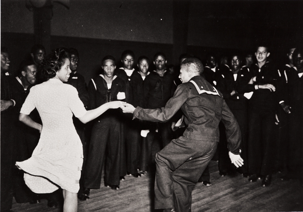Dance for African American enlisted personnel at Camp Rousseau Seabee Camp at Port Hueneme : September 1943 ; at this time the dances were segregated.